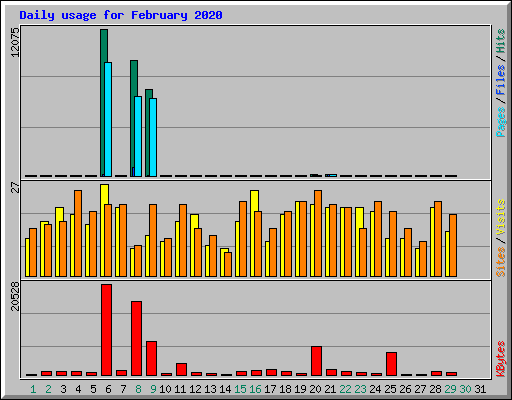 Daily usage for February 2020