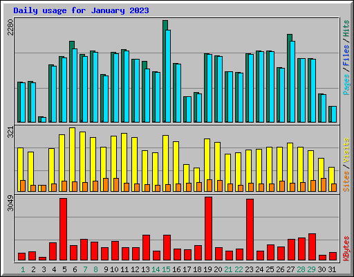 Daily usage for January 2023